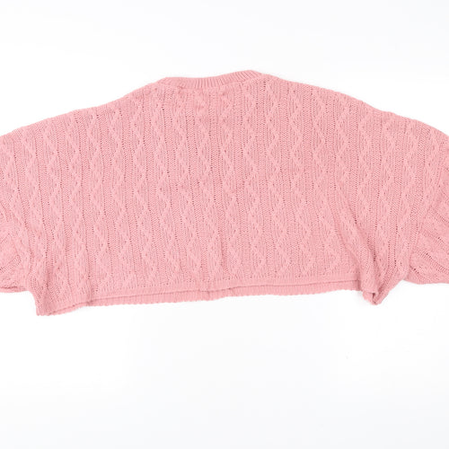 Nasty Gal Womens Pink Cable Knit Pullover Jumper Size 14