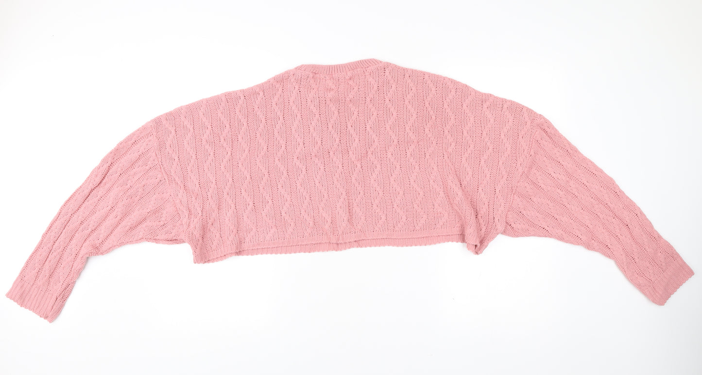 Nasty Gal Womens Pink Cable Knit Pullover Jumper Size 14