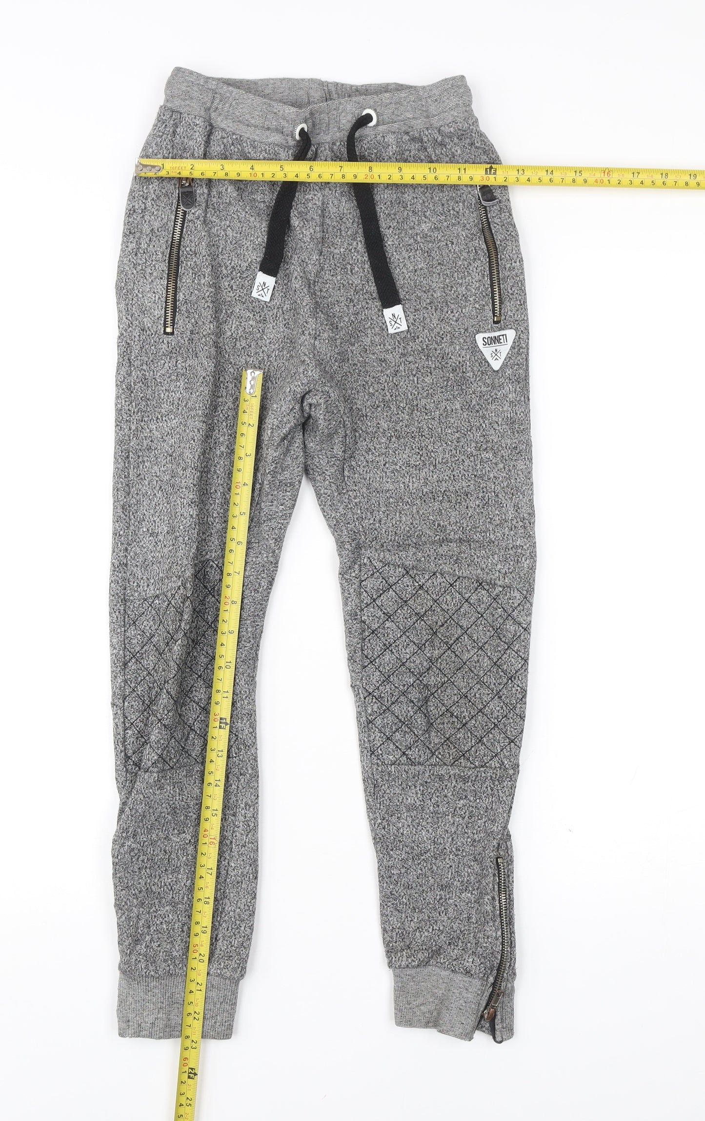 Sonneti Boys Grey Jogger Trousers 10-12 Years Cotton Blend Elastic Waist