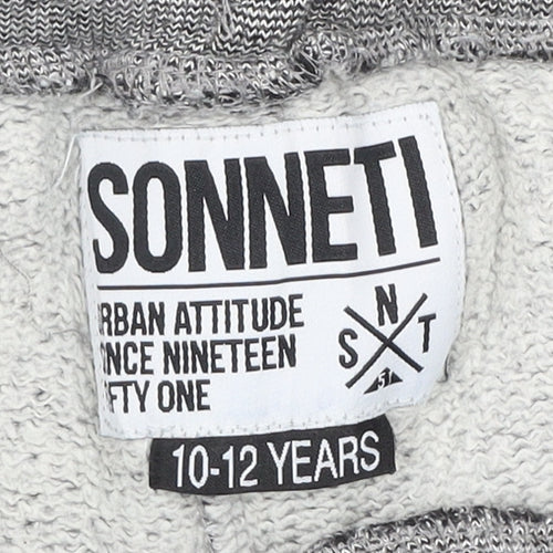 Sonneti Boys Grey Jogger Trousers 10-12 Years Cotton Blend Elastic Waist