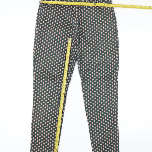 H&M Women’s Green Geometric Slim Chino Trousers Size 10