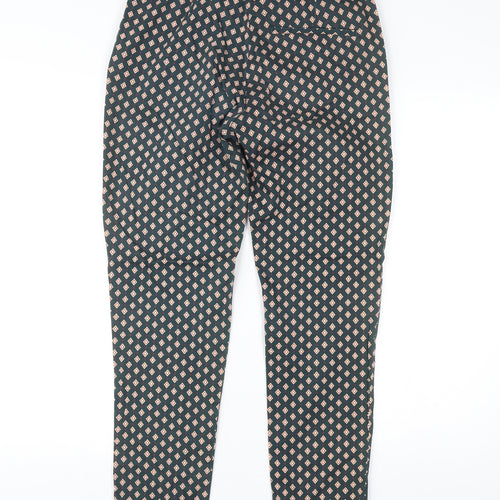 H&M Women’s Green Geometric Slim Chino Trousers Size 10