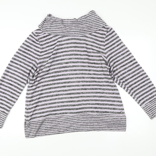 TIGI Womens Grey Striped Cowl Neck Pullover Jumper Size 18