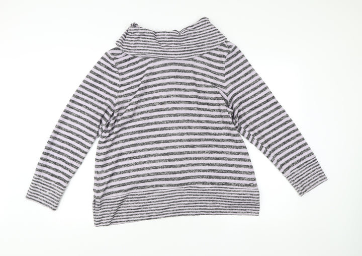 TIGI Womens Grey Striped Cowl Neck Pullover Jumper Size 18