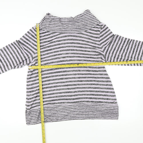 TIGI Womens Grey Striped Cowl Neck Pullover Jumper Size 18