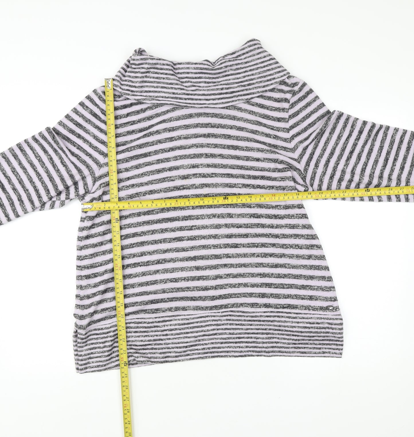 TIGI Womens Grey Striped Cowl Neck Pullover Jumper Size 18