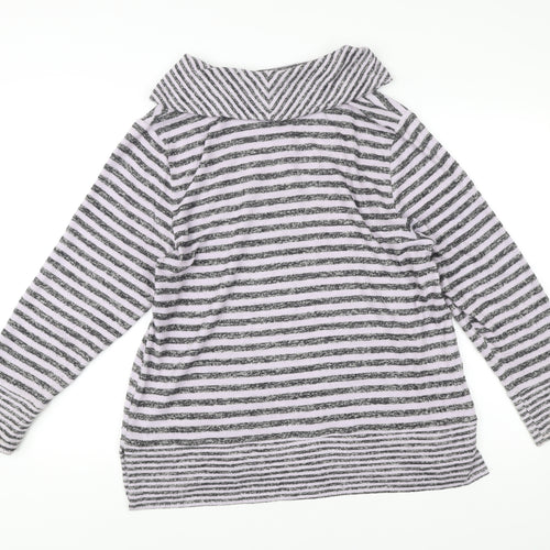 TIGI Womens Grey Striped Cowl Neck Pullover Jumper Size 18