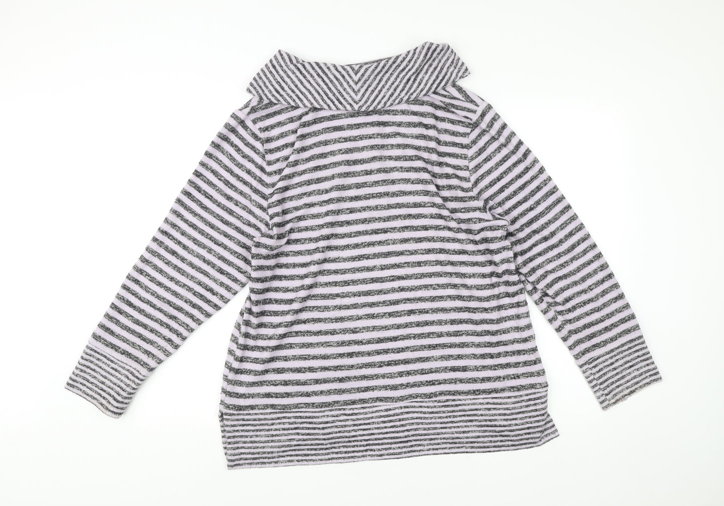 TIGI Womens Grey Striped Cowl Neck Pullover Jumper Size 18