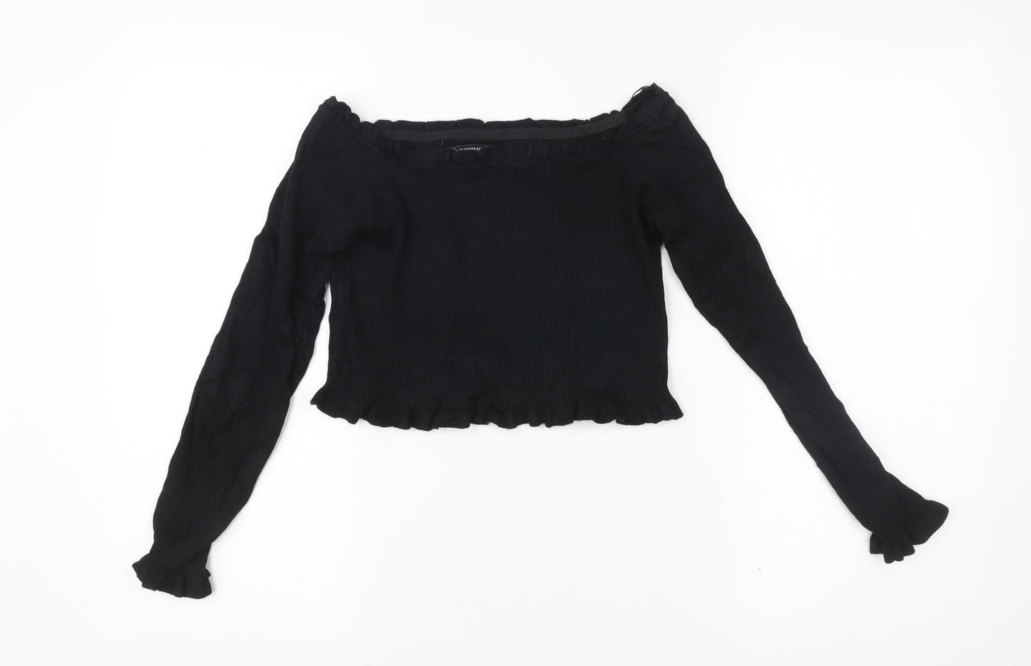 Threadbare Womens Black Size 10 Tall Cropped Off Shoulder Blouse