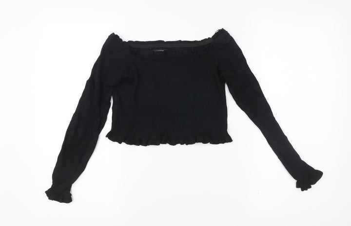 Threadbare Womens Black Size 10 Tall Cropped Off Shoulder Blouse