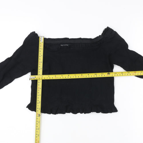 Threadbare Womens Black Size 10 Tall Cropped Off Shoulder Blouse