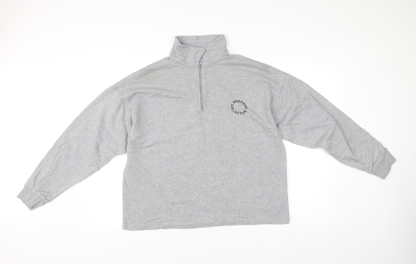ASOS DESIGN Women Grey Size 8 Pullover Sweatshirt 1/4 Zip Logo