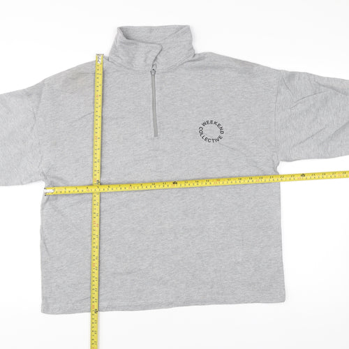 ASOS DESIGN Women Grey Size 8 Pullover Sweatshirt 1/4 Zip Logo