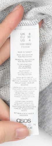 ASOS DESIGN Women Grey Size 8 Pullover Sweatshirt 1/4 Zip Logo
