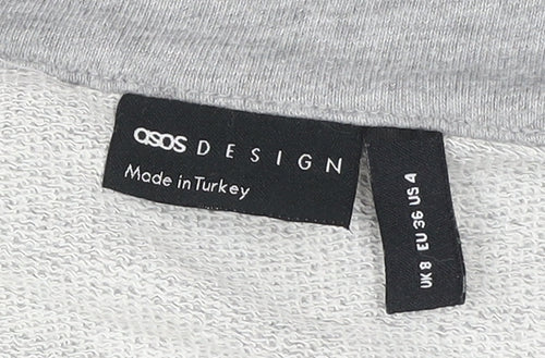 ASOS DESIGN Women Grey Size 8 Pullover Sweatshirt 1/4 Zip Logo