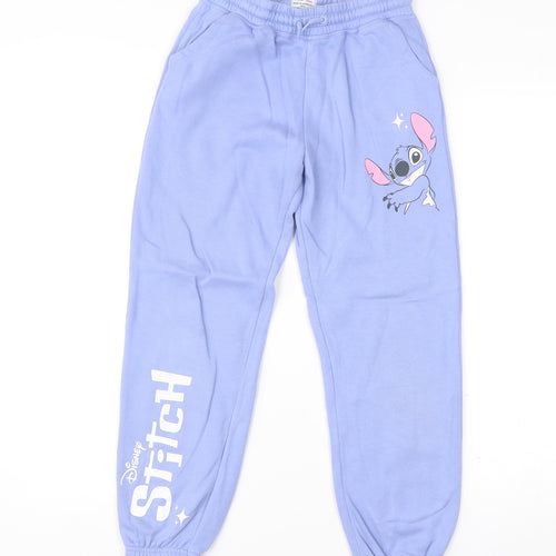 Disney Stitch Girls Blue Jogger Sweatpants 11-12 Years Primark Cotton Blend