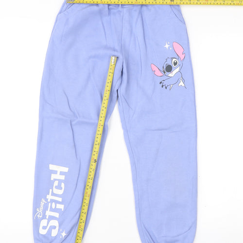 Disney Stitch Girls Blue Jogger Sweatpants 11-12 Years Primark Cotton Blend
