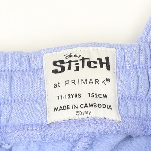Disney Stitch Girls Blue Jogger Sweatpants 11-12 Years Primark Cotton Blend