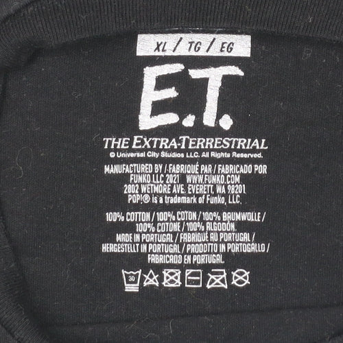 Funko Men’s Black XL E.T. Movie Graphic T-Shirt Cotton