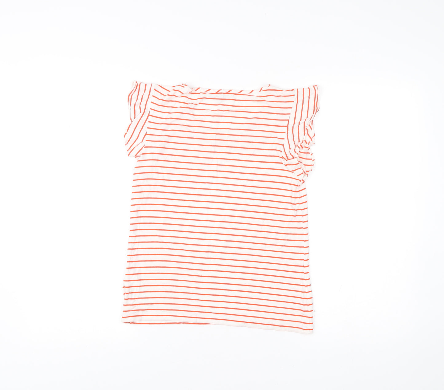 Hobbs Women’s White Orange Striped T-Shirt XS Scoop Neck