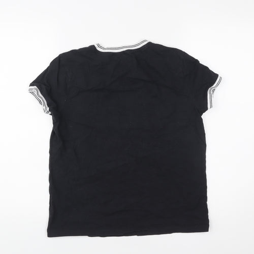 Jack Wills Womens Black Ringer T-Shirt Size S Cotton Casual
