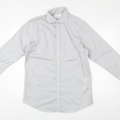 John Lewis Men’s Grey Slim Fit Dress Shirt 16in Collar Business Formal