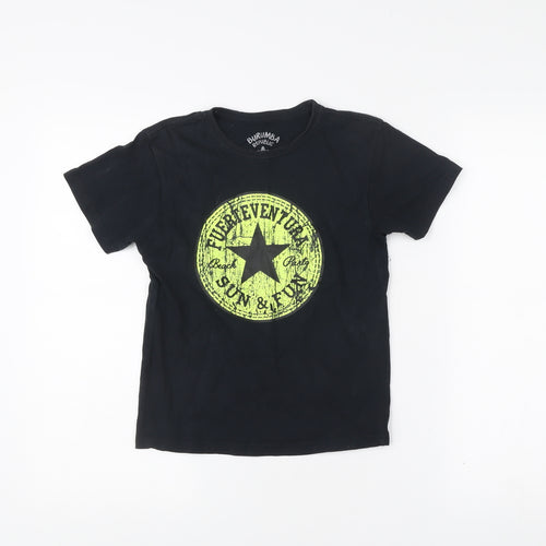 Burumba Republic Boys Black Graphic Print Logo T-Shirt 7-8Y Cotton