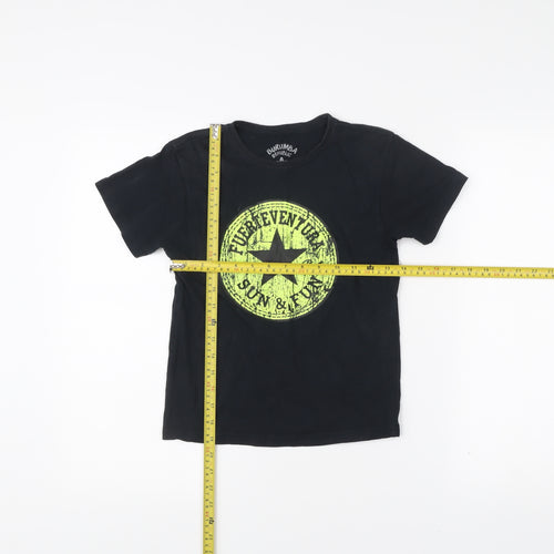 Burumba Republic Boys Black Graphic Print Logo T-Shirt 7-8Y Cotton