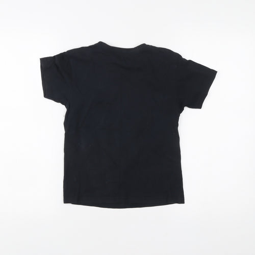 Burumba Republic Boys Black Graphic Print Logo T-Shirt 7-8Y Cotton