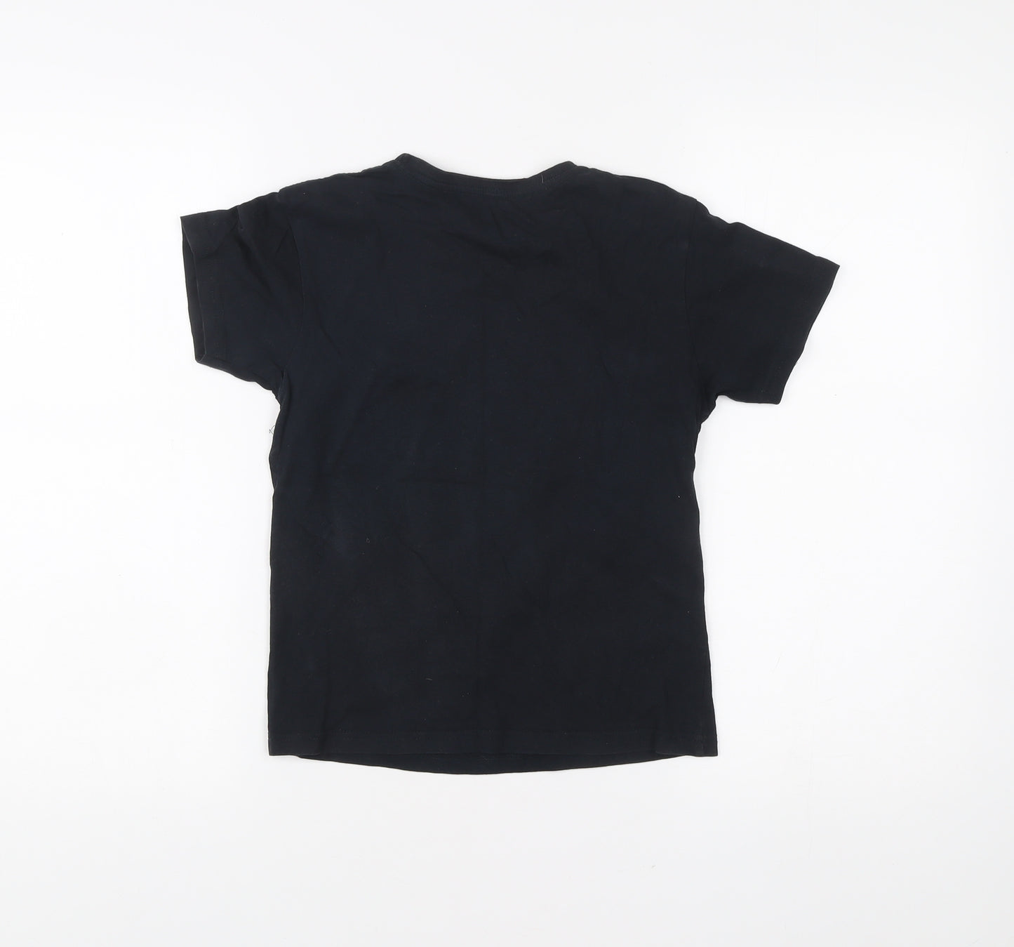 Burumba Republic Boys Black Graphic Print Logo T-Shirt 7-8Y Cotton