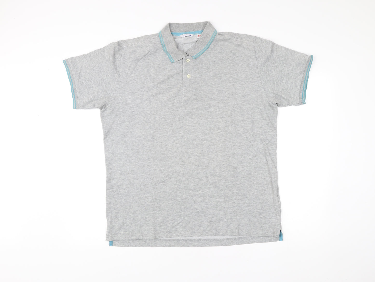 Uniqlo Men’s Grey Polo Shirt Size L Short Sleeve Cotton Blend