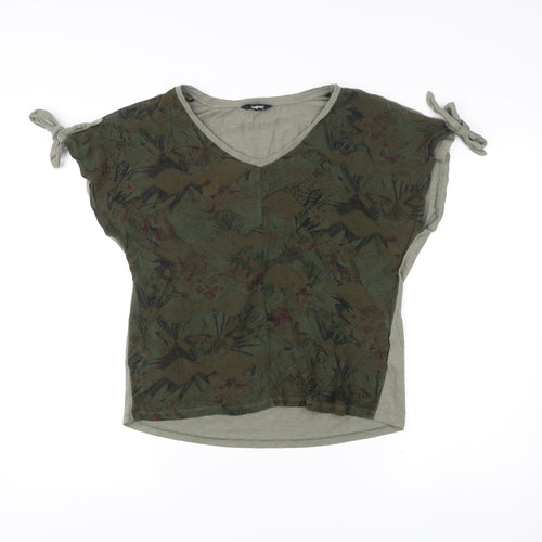 Desigual Womens Green Floral V-Neck Tunic T-Shirt Size M