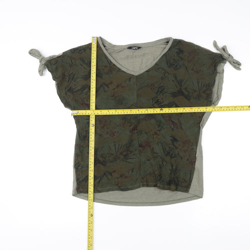 Desigual Womens Green Floral V-Neck Tunic T-Shirt Size M
