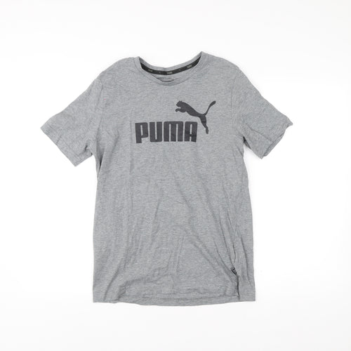 Puma Men's Grey Small Crew Neck Short Sleeve Sports Logo T-Shirt