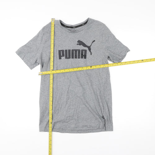 Puma Men's Grey Small Crew Neck Short Sleeve Sports Logo T-Shirt