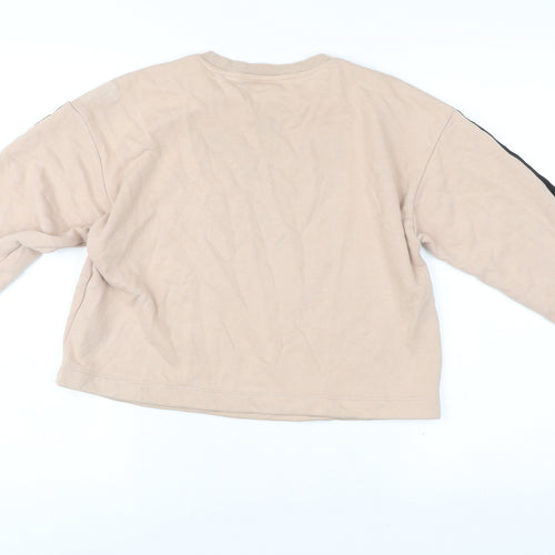Adidas Womens Beige Sweatshirt Size 10 Crew Neck Pullover Logo Print