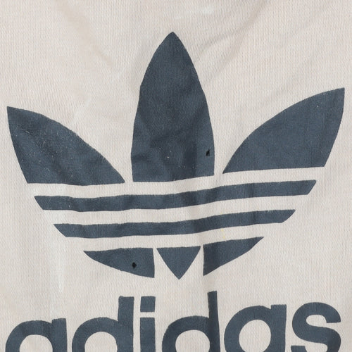 Adidas Womens Beige Sweatshirt Size 10 Crew Neck Pullover Logo Print