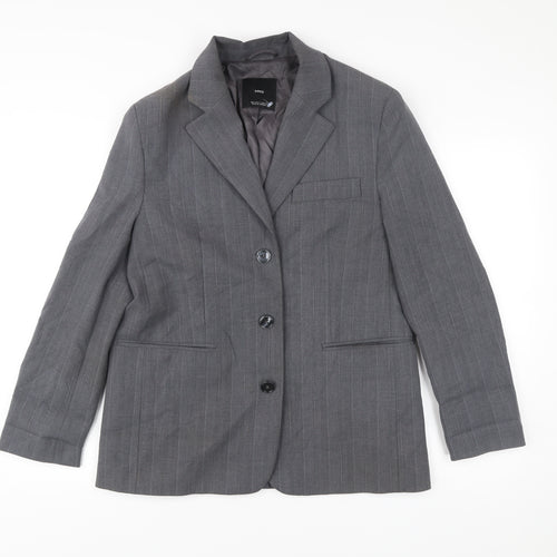 MNG Men’s Grey Striped Blazer Jacket Size S Regular Fit Smart