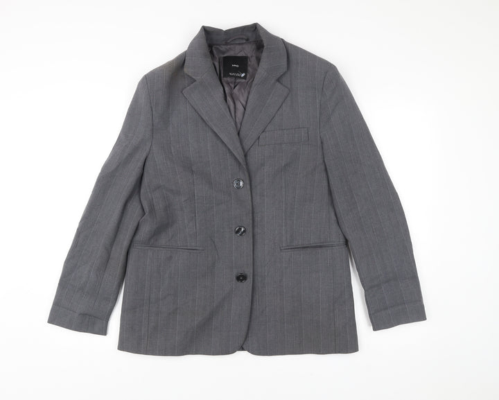 MNG Men’s Grey Striped Blazer Jacket Size S Regular Fit Smart