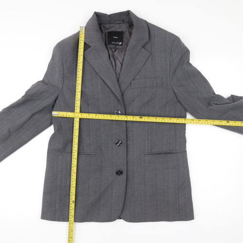 MNG Men’s Grey Striped Blazer Jacket Size S Regular Fit Smart