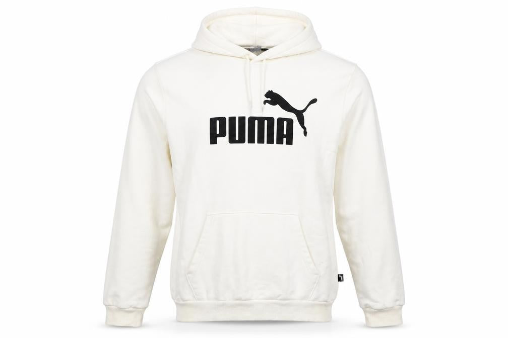Front view of Puma Men's White Pullover Hoodie L Logo Graphic Sportswear