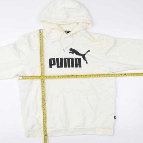 Puma Men's White Pullover Hoodie L Logo Graphic Sportswear