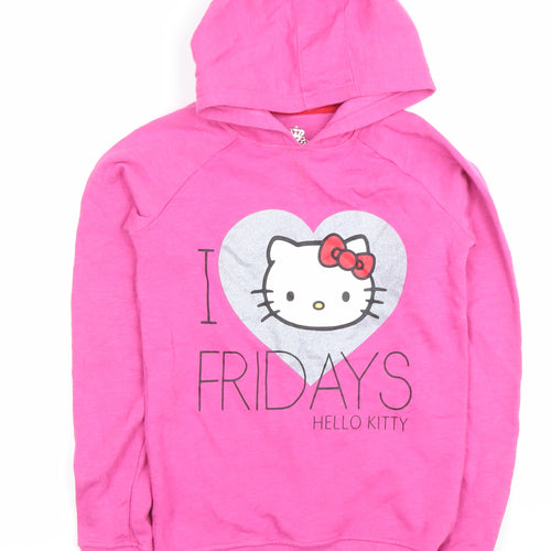 Marks and Spencer Girls Pink Hello Kitty Pullover Hoodie 10-11 Years