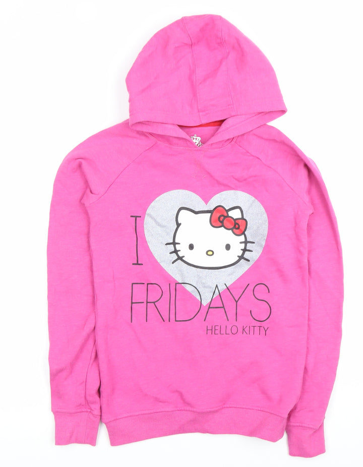 Marks and Spencer Girls Pink Hello Kitty Pullover Hoodie 10-11 Years