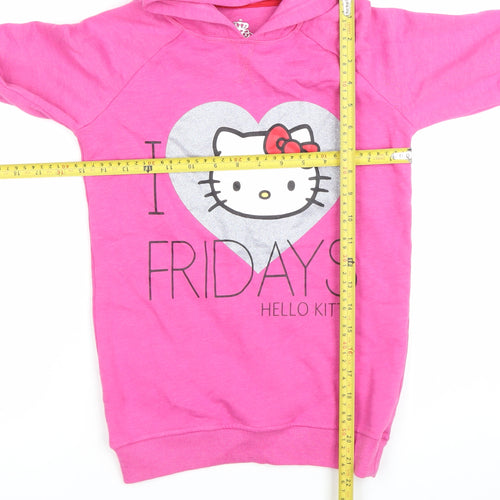 Marks and Spencer Girls Pink Hello Kitty Pullover Hoodie 10-11 Years
