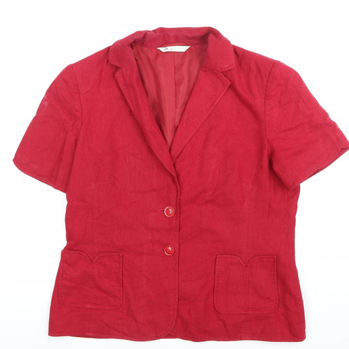 BHS Women’s Red Linen Blend Short Sleeve Suit Jacket Size 14