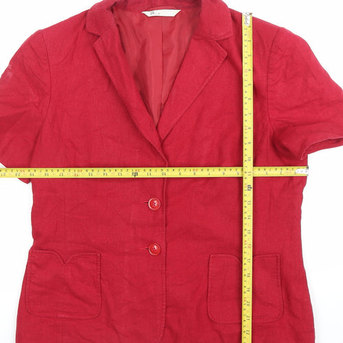 BHS Women’s Red Linen Blend Short Sleeve Suit Jacket Size 14