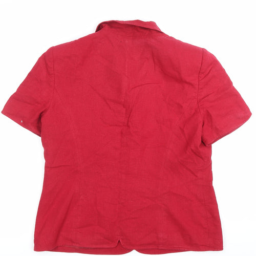 BHS Women’s Red Linen Blend Short Sleeve Suit Jacket Size 14
