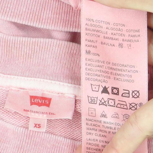 Levi's Womens Pink Embroidered Logo Pullover Sweatshirt XS