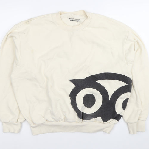 EVERYBODY.WORLD Women Ivory Cotton Logo Sweatshirt Size S